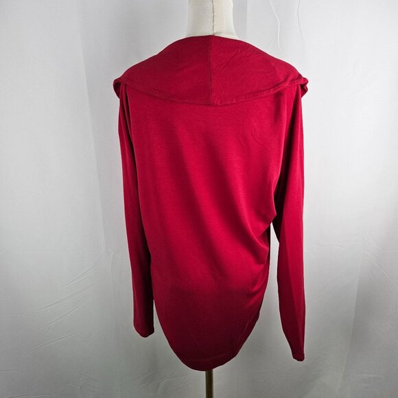 Chicos Zenergy Red Long Sleeve Top Size XL Fold Over Neck Bateau Tunic - Picture 5 of 9